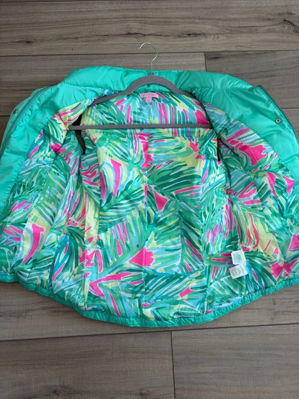 Lilly Pulitzer Isabelle Teal Green Sleeveless Down Filled Puffer Vest S - Picture 11 of 12
